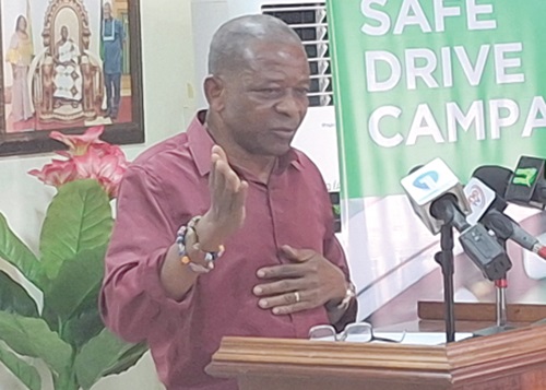 Alexander Ayata, Director of Research,  Monitoring and Evaluation at the NRSA,  speaking during the launch of the Drive Safe Campaign