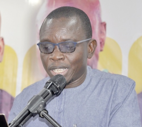 Prof. Eric Anane (Inset), Director of the Institute of Education, University of Cape Coast, addressing participants in the conference