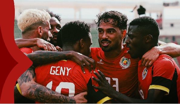 Mozambique players celebrating their historic victory