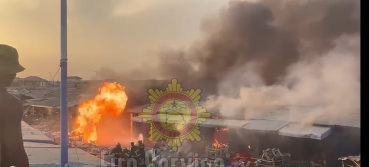 Fire destroys property at Kasoa new market