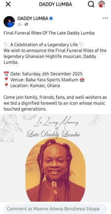 Breaking: Details of Daddy Lumba’s funeral rites finally out