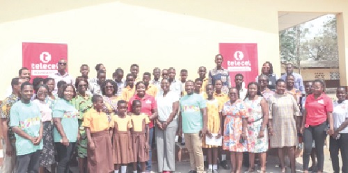 Some beneficiary learners, teachers and Telecel Foundation officials after the launch of the Digi Tech Academy programme Some beneficiary learners, teachers and Telecel Foundation officials after the launch of the Digi Tech Academy programme