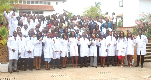 Some of the students in their white coats.  Picture: ERNEST KODZI