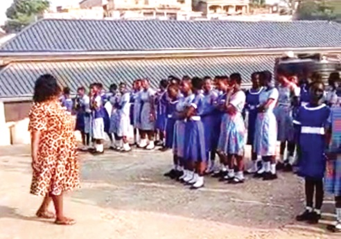 The girls being taken through lessons on SGBV