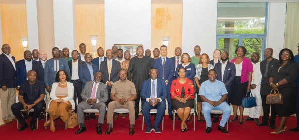 The Minister John Jinapor (Fourth Right) with members of the upstream petroleum fraternity Energy Minister meets with oil producers to revitalise industry