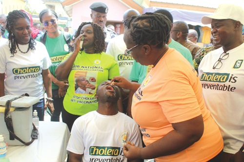 Kwabena Mintah Akandoh, Minister of Health, taking the cholera vaccine. Picture: ESTHER ADJORKOR ADJEI Kwabena Mintah Akandoh, Minister of Health, taking the cholera vaccine. Picture: ESTHER ADJORKOR ADJEI