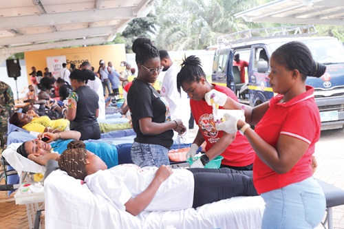 Some participants going through the blood donation exercise. Picture: EDNA SALVO KOTEY Some participants going through the blood donation exercise. Picture: EDNA SALVO KOTEY