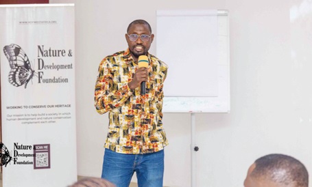 Mustapha Seidu, Director of the Nature & Development Foundation, making a point during the workshop Mustapha Seidu, Director of the Nature & Development Foundation, making a point during the workshop