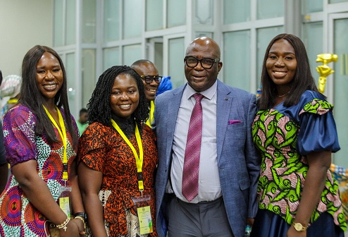 Ebenezer Okletey Terlabi, Deputy Minister designate, Interior Ministry, with his daughters  after his vetting. Pictures: CALEB VANDERPUYE 