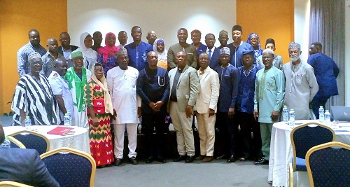 Dr Issahaqu Munawaru (5th from left), a Deputy Director-General, Quality and Access, GES, with Prof. George K. T. Oduro (6th from left), Chairman, Planning Committee, National Education Forum, Dr Cyril G. K. Fayose (6th from right), General Secretary,  Christian Council of Ghana, some dignitaries and other stakeholders. Picture: ERNEST KODZI