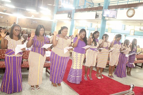 The newly national  executive committee members of MOGA being inducted into office. Picture: ESTHER ADJORKOR ADJEI