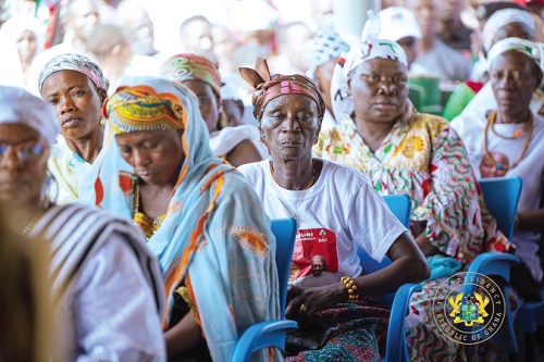  A section of the gathering listening to President Mahama’s address at Bawku Naba’s Palace