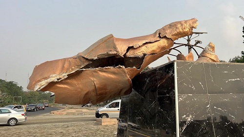 The destroyed statue of former President Nana Addo Dankwa Akufo-Addo The destroyed statue of former President Nana Addo Dankwa Akufo-Addo
