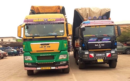 Two of the intercepted trucks Two of the intercepted trucks