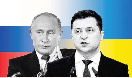 Vladimir Putin (left), Russian President, and Volodymyr Zelensky, Ukraine President Vladimir Putin (left), Russian President, and Volodymyr Zelensky, Ukraine President