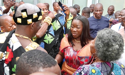 Elizabeth Ofosu-Adjare (middle), Minister designate for Trade, Agribusiness, and Industry, interacting with some chiefs and supporters after being vetted by the Appointments Committee of Parliament. Picture: ELVIS NII NOI DOWUONA Elizabeth Ofosu-Adjare (middle), Minister designate for Trade, Agribusiness, and Industry, interacting with some chiefs and supporters after being vetted by the Appointments Committee of Parliament. Picture: ELVIS NII NOI DOWUONA
