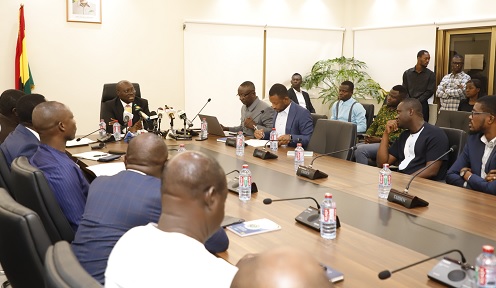 Dr Cassiel Ato Forson, Minister of Finance, explaining a point at the media briefing. Picture: EDNA SALVO KOTEY