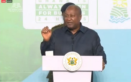 President John Dramani Mahama speaking at the event President John Dramani Mahama speaking at the event