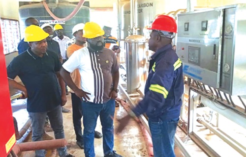 The shea factory. inset: Abudu Issahaku (right), the Assistant Plant Engineer of PBC Shea, briefing Dr Peter Boamah Otokunor (middle), Director of Presidential Initiatives in Agriculture and Agribusiness The shea factory. inset: Abudu Issahaku (right), the Assistant Plant Engineer of PBC Shea, briefing Dr Peter Boamah Otokunor (middle), Director of Presidential Initiatives in Agriculture and Agribusiness