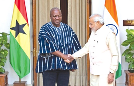 Narendra Modi (right), Indian Prime Minister, with President John Dramani Mahama Narendra Modi (right), Indian Prime Minister, with President John Dramani Mahama