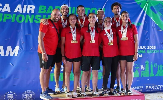 The Egyptian team displaying their medals The Egyptian team displaying their medals