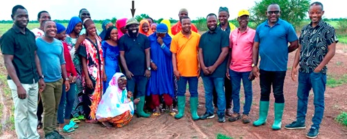 Dr Peter Boamah Otokunor (arrowed), Director of Presidential Initiatives in Agriculture and Agribusiness, with some farmers Dr Peter Boamah Otokunor (arrowed), Director of Presidential Initiatives in Agriculture and Agribusiness, with some farmers