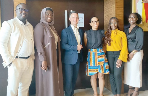 Prof. Sam Grogan (3rd from left), Pro-Vice Chancellor for Education and Student Experience at Loughborough University, with some other members of the institution after the media engagement Prof. Sam Grogan (3rd from left), Pro-Vice Chancellor for Education and Student Experience at Loughborough University, with some other members of the institution after the media engagement