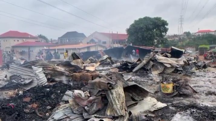 The remains of the slam near the Astoria Lodge after the fire incident on Wednesday night. Picture: EMMANUEL BAAH The remains of the slam near the Astoria Lodge after the fire incident on Wednesday night. Picture: EMMANUEL BAAH