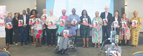 Haja Ramatulai Wurie (right), Minister of Technical and Higher Education, Sierra Leone; Farida Bemba Nabourema (4th from left), Katutu Civil Right Centre; S Y Mamabolo (3rd from left), Electoral Commissioner, Electoral Commission, South Africa; Audrey Gadzekpo (5th from left), Board Chair, CDD-Ghana, and other participants. Picture: ERNEST KODZI. Haja Ramatulai Wurie (right), Minister of Technical and Higher Education, Sierra Leone; Farida Bemba Nabourema (4th from left), Katutu Civil Right Centre; S Y Mamabolo (3rd from left), Electoral Commissioner, Electoral Commission, South Africa; Audrey Gadzekpo (5th from left), Board Chair, CDD-Ghana, and other participants. Picture: ERNEST KODZI.