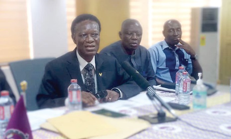 Morgan Ayawine (left), ICU General Secretary, addressing the conference