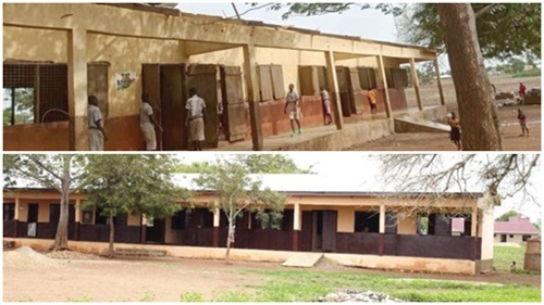 ABOVE: The affected school block BELOW: The renovated facility