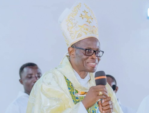Most Reverend Alfred Agyenta, Bishop of the Navrongo-Bolgatanga Diocese speaking at the event Most Reverend Alfred Agyenta, Bishop of the Navrongo-Bolgatanga Diocese speaking at the event