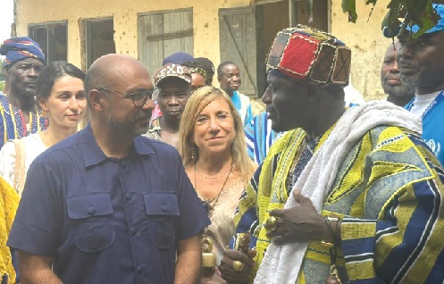 Irchad Razaaly, EU Ambassador to Ghana, in a chat with Kuoro Diaka Sukabe Ninia V, Paramount Chief of Zini Irchad Razaaly, EU Ambassador to Ghana, in a chat with Kuoro Diaka Sukabe Ninia V, Paramount Chief of Zini