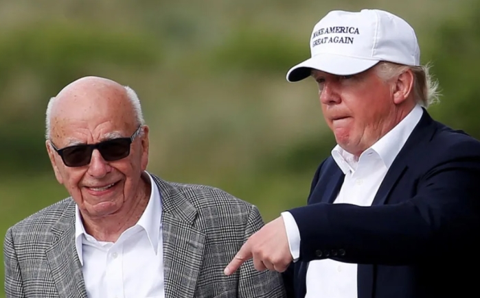Murdoch (L) and Trump's relationship has been up-and-down over the years - pictured here at Trump's Aberdeen golf course in 2016) Murdoch (L) and Trump's relationship has been up-and-down over the years - pictured here at Trump's Aberdeen golf course in 2016)