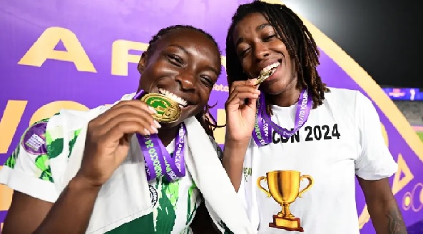 Jennifer Echegini (right) came off the bench to score an 88th-minute winner in the Wafcon 2024 final against hosts Morocco Jennifer Echegini (right) came off the bench to score an 88th-minute winner in the Wafcon 2024 final against hosts Morocco