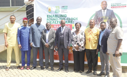 Prof. Samuel Kaba Akoriyea (middle), Director-General, Ghana Health Service, with members of the steering committee. Picture: EDNA SALVO KOTEY