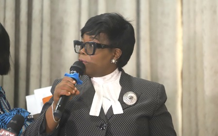 Justice Hannah Taylor (right), a Supervising High Court Judge, Ashanti Region, swearing in the members. Picture: EMMANUEL BAAH
