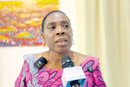 Amma A. Twum-Amoah, AU Commissioner for Health, Humanitarian Affairs and Social Development, speaking to the media