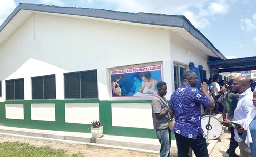 The front view of the renovated Antenatal and Postnatal Clinic at the Oda Government Hospital.