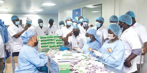 Staff of a pharmaceutical company at work in Ghana