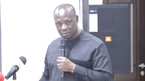 Emmanuel Armah-Kofi Buah, Minister of Lands and Natural Resources, addressing participants in the ceremony Emmanuel Armah-Kofi Buah, Minister of Lands and Natural Resources, addressing participants in the ceremony