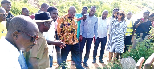 Officials being led on a tour of the Vea Irrigation Scheme Officials being led on a tour of the Vea Irrigation Scheme