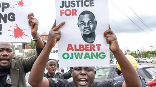 Protesters in Kenya holding the pictures of Albert Ojwang during demonstrations in Nairobi Protesters in Kenya holding the pictures of Albert Ojwang during demonstrations in Nairobi