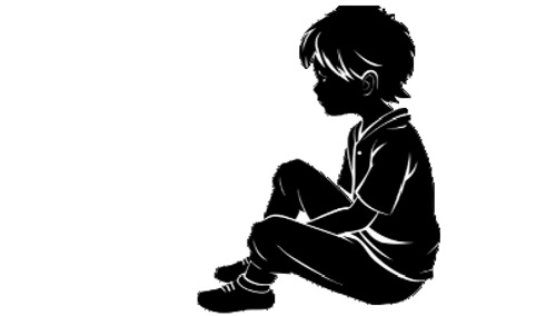 Silhoutte of a sad, depressed child Silhoutte of a sad, depressed child