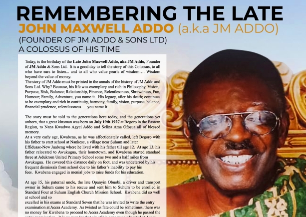 Remembering the late John Maxwell Addo (a.k.a JM Addo) - Founder of JM Addo & Sons Ltd