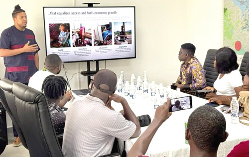 Daniel Kwaku Merki, the Country Manager of Zipline Ghana, taking the media through the success stories of Zipline Ghana Daniel Kwaku Merki, the Country Manager of Zipline Ghana, taking the media through the success stories of Zipline Ghana