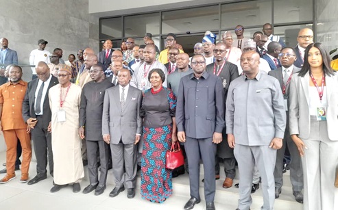 Vice-President Prof. Naana Jane Opoku-Agyemang (4th from right) with GIABA Ministerial Committee members after the opening ceremony of the 2nd Extraordinary Ministerial Committee Meeting in Accra Vice-President Prof. Naana Jane Opoku-Agyemang (4th from right) with GIABA Ministerial Committee members after the opening ceremony of the 2nd Extraordinary Ministerial Committee Meeting in Accra