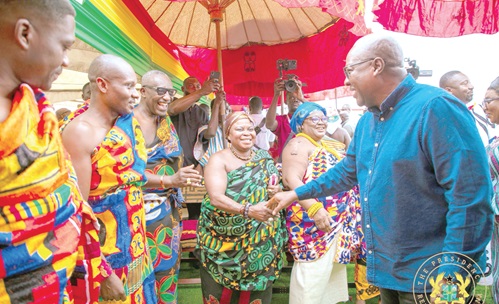 President John Mahama exchanging pleasantries with traditional leaders at the durbar President John Mahama exchanging pleasantries with traditional leaders at the durbar