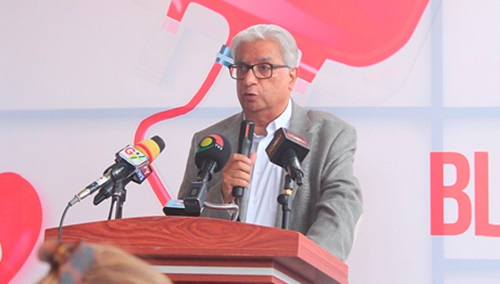 Ramesh Sadhwani, MD, Melcom Group, addressing the media Picture: ERNEST KODZI Ramesh Sadhwani, MD, Melcom Group, addressing the media Picture: ERNEST KODZI