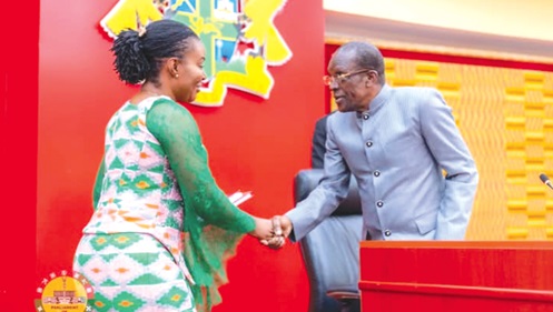 Alban Sumana Kingsford Bagbin (right), Speaker of Parliament, congratulating Ewurabena Aubynn after she was sworn in as MP for Ablekuma North Alban Sumana Kingsford Bagbin (right), Speaker of Parliament, congratulating Ewurabena Aubynn after she was sworn in as MP for Ablekuma North
